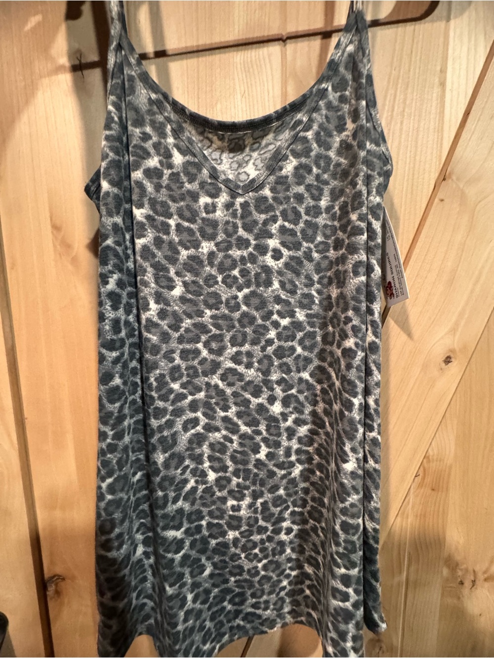 Zenana Women’s Gray Leopard-Print Spaghetti Strap Top